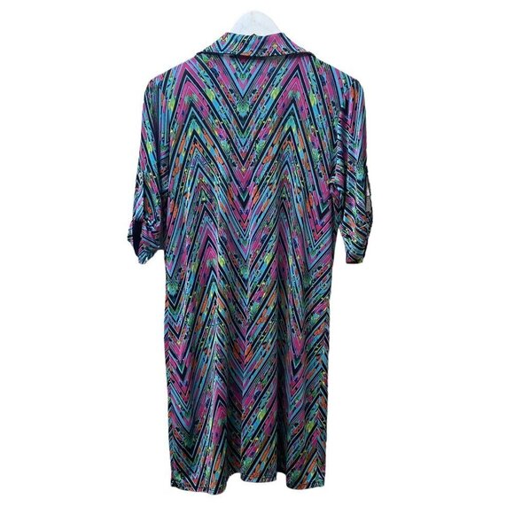 VeronicaM Shirt Dress Medium Luxe Stretch Jersey Pullover Short Sleeve Turquoise - Picture 7 of 12